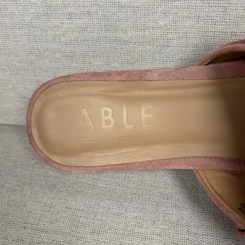 Able Womens Villanueva Ruffle‎ Slide pink Suede Size 8 Slip On Sandals - Picture 8 of 9